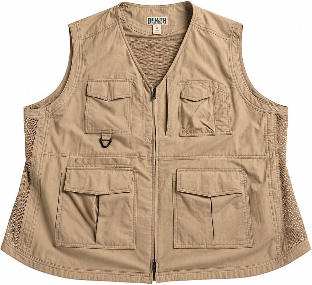 Duluth Trading Co. Tan Utility Fishing Multi Pocket Workwear Vest Size 3XL